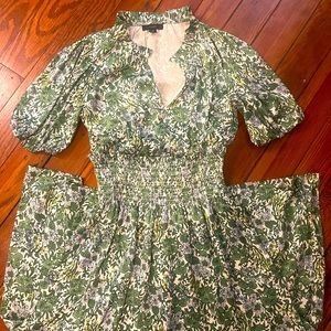 J Crew Smocked Waist Silk Floral Dress XXS